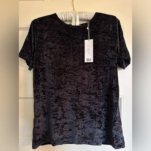 Vince black velvet short sleeve shirt size medium